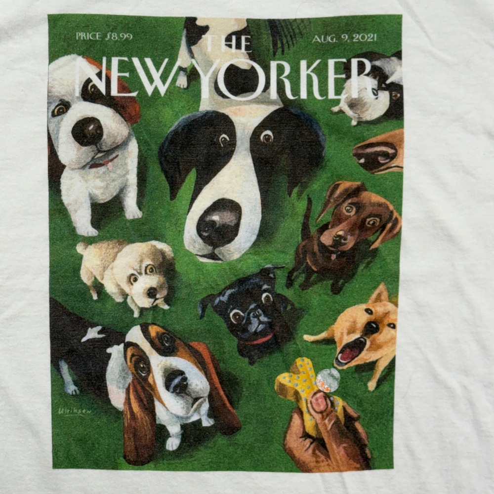 The New Yorker Magazine Dog Cover Art Graphic T Shirt Mens L White 2021 Gildan